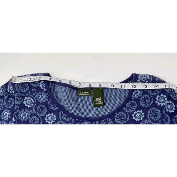 LL Bean Blue Knit Sweater Women’s Small Round Neck Long Sleeve Pullover Striped - Picture 9 of 11